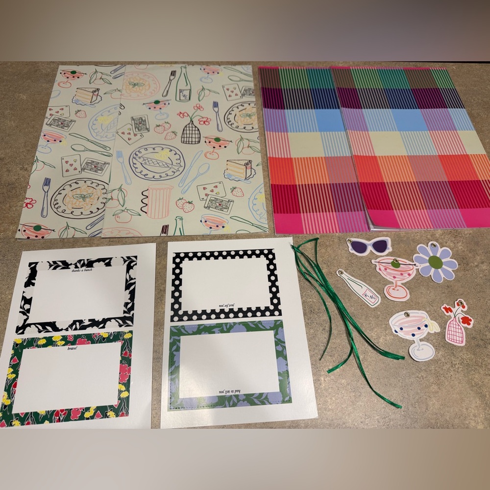 NEW! ♠️ Kate spade bundle of gift wrap: paper, note cards & gift tags w/ribbon